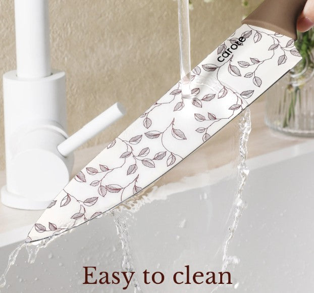 12Pcs Knife Set with Blade Guards, Floral Granite Ceramic Coating, Stainless Steel Blade