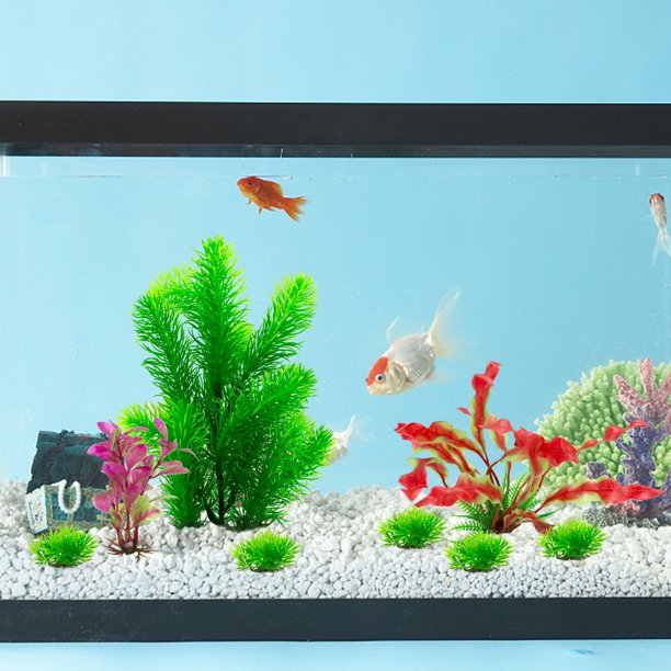 Artificial Fish Tank Accessories with Aquarium Plants 8 Pieces