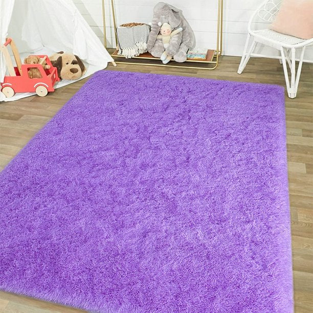 Area Rug Modern Rugs for Bedroom 4x5.3ft in Lavender Purple