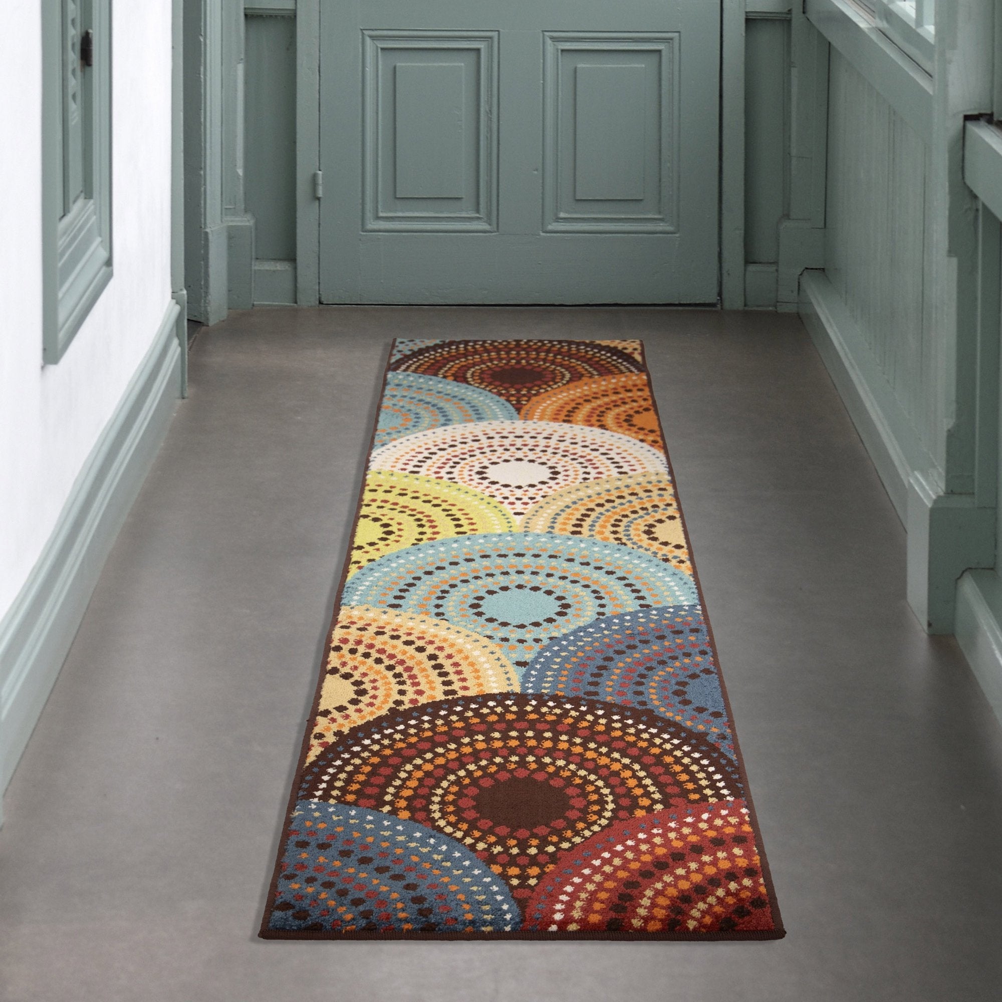 Bright Dotted Circles Runner Rugs Multi
