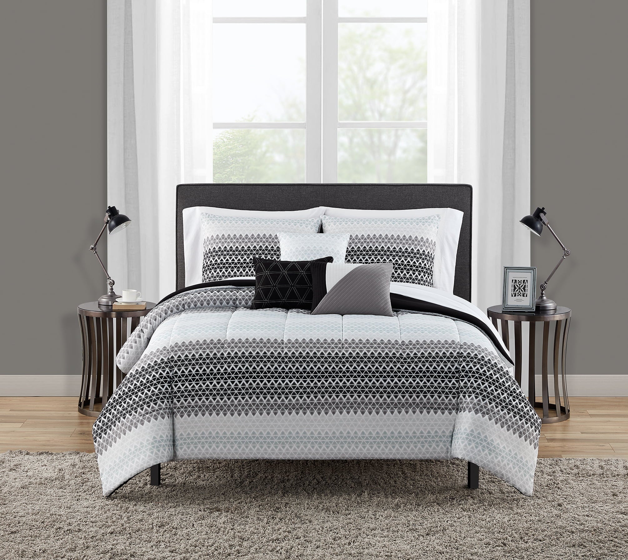 Bed Comforter 10 Piece in a Bag with 3 Dec Pillows