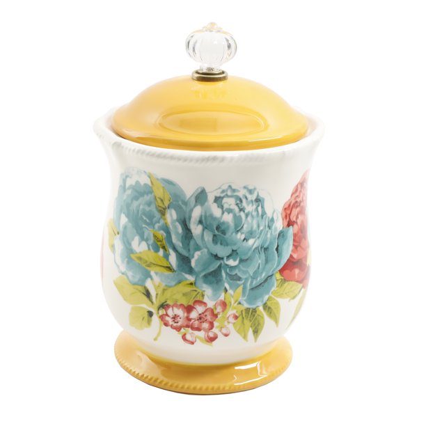 Blossom Jubilee Canister with Acrylic Knob 8.75 Inch