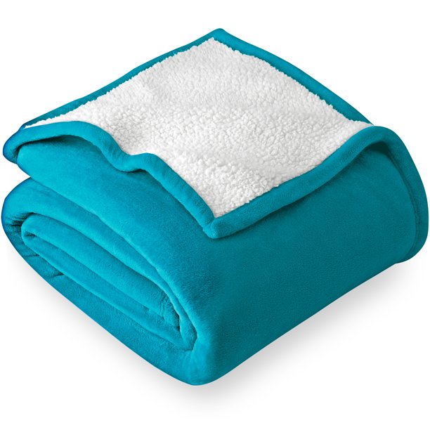Bare Home Blanket Sherpa Reversible in Caribbean Sea Twin or Twin XL