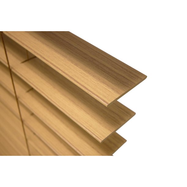 Faux Wood Cordless Blind Oak 34x72 Inches
