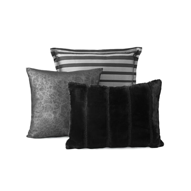 Comforter Set Black Striped 7 Piece Full or Queen Size