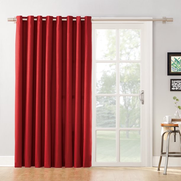 Red Thermal Lined Room Darkening Curtain Panel