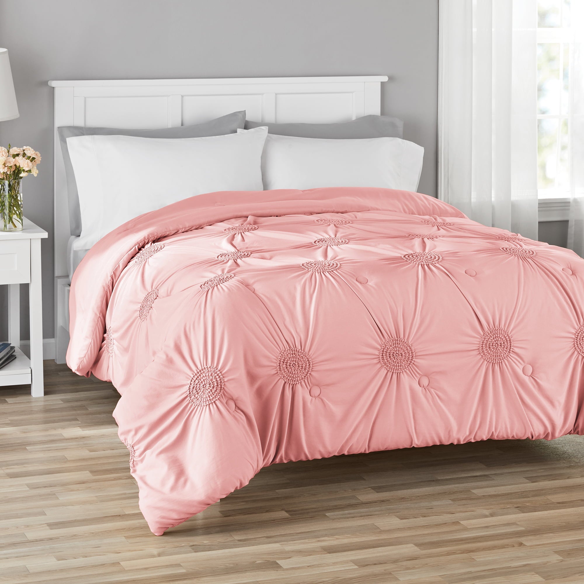Bed Ruching Comforter Pink