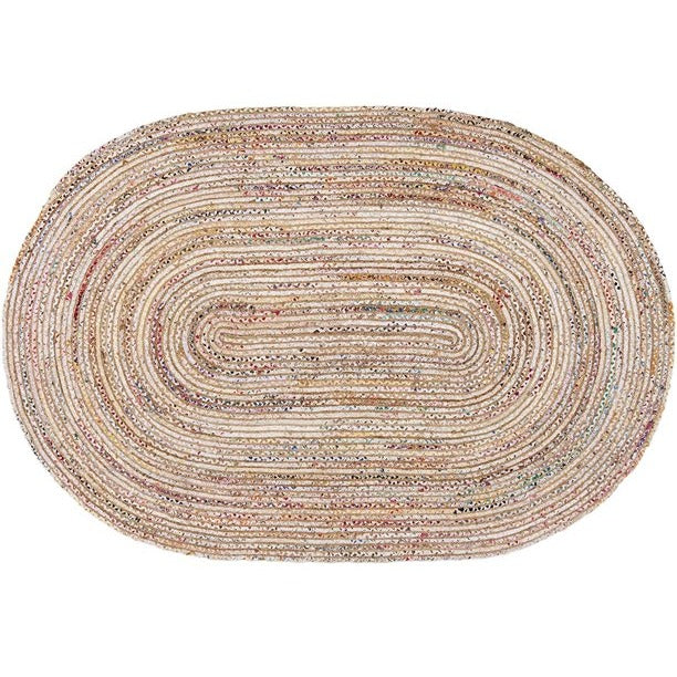 Area Rug Cape Cod Miah Braided Round 6ft x9ft Oval in Beige