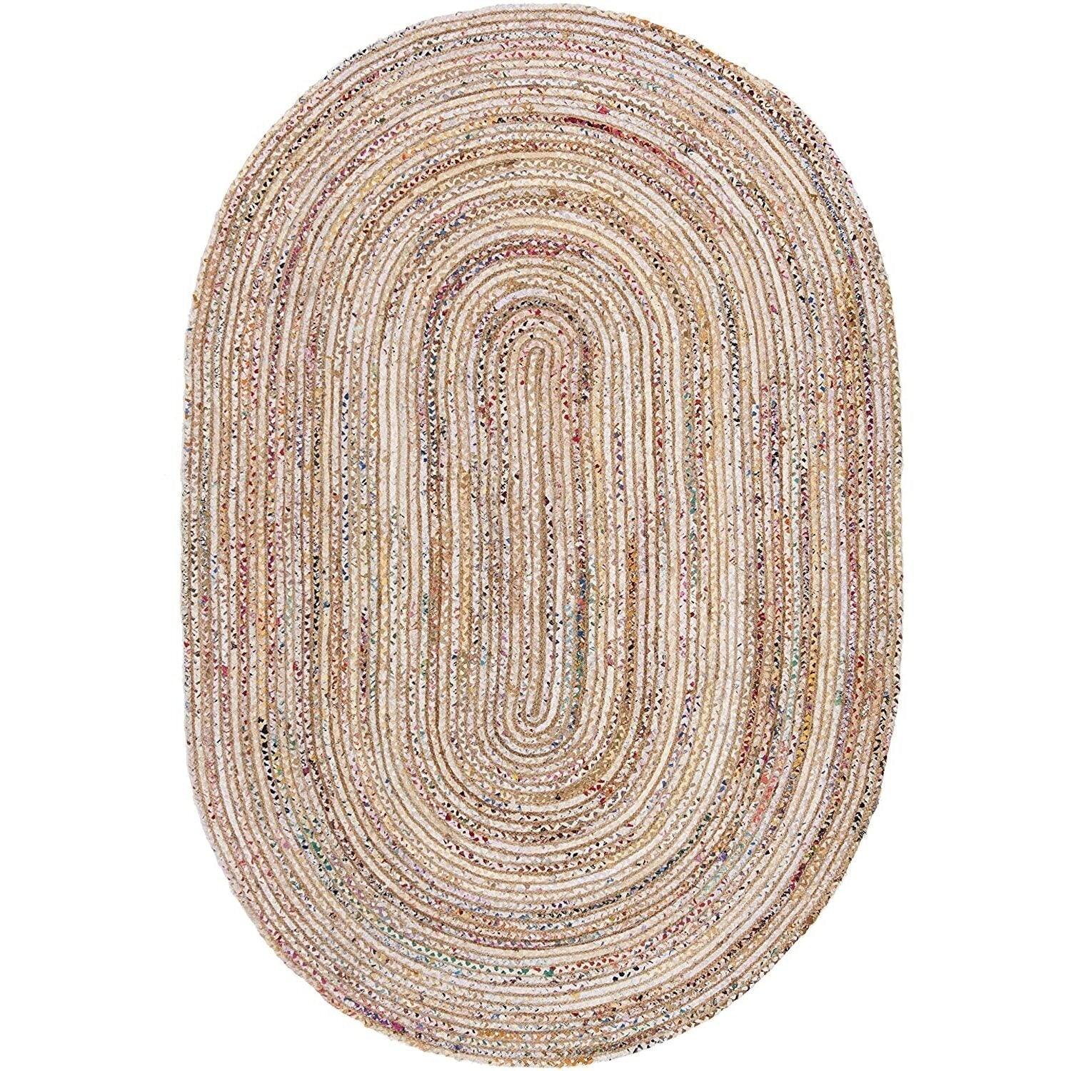 Area Rug Cape Cod Miah Braided Round 6ft x9ft Oval in Beige