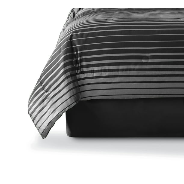 Comforter Set Black Striped 7 Piece Full or Queen Size