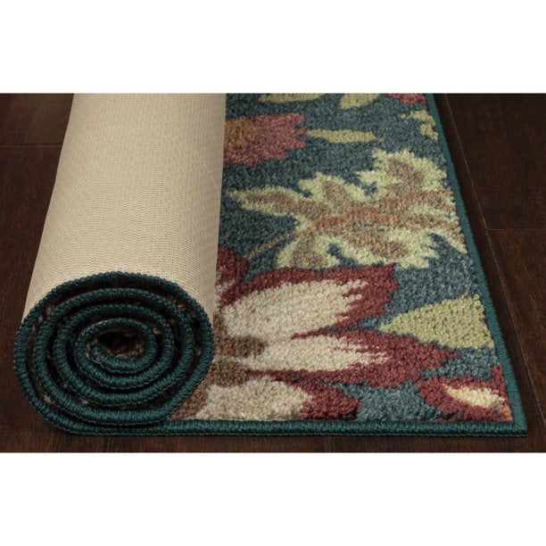 Area Rug in Floral Teal 1ft 8in x2ft 10in