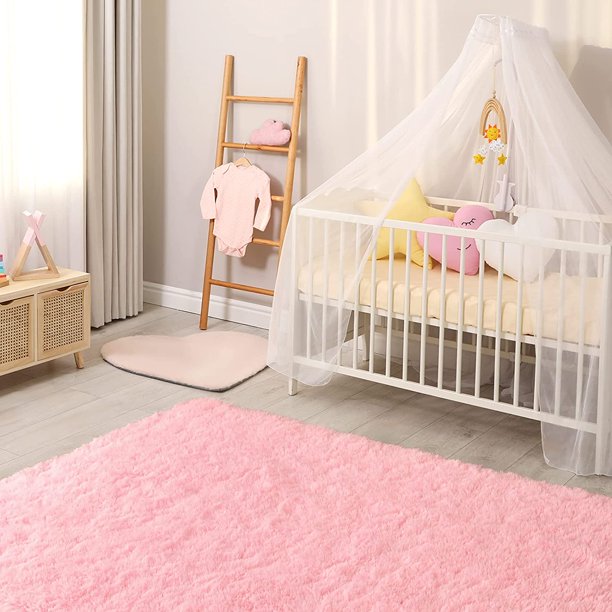 Area Rug Modern Shaggy Rugs for Bedroom 2x3 Feet Pink