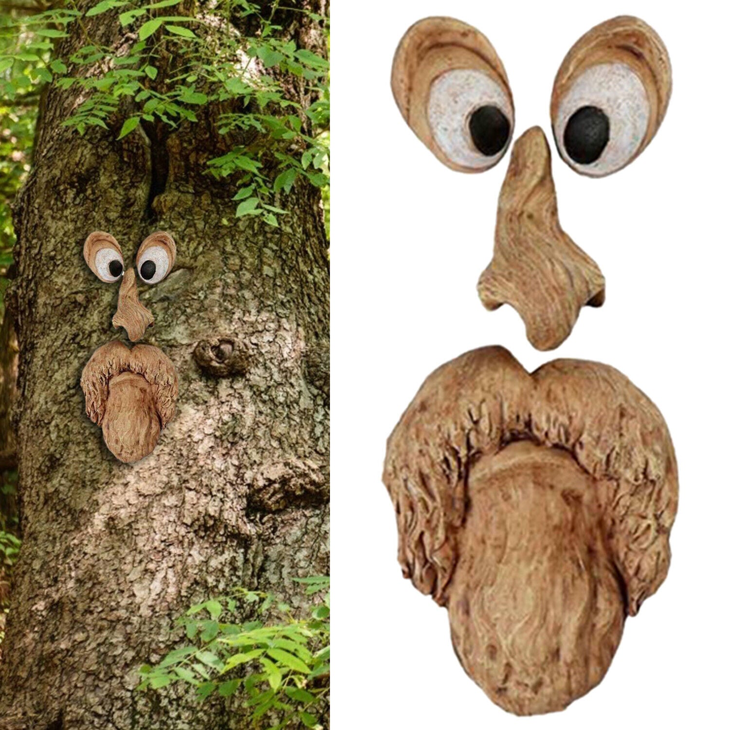 Sculpture of an Old Man Tree Hugger Multicolor