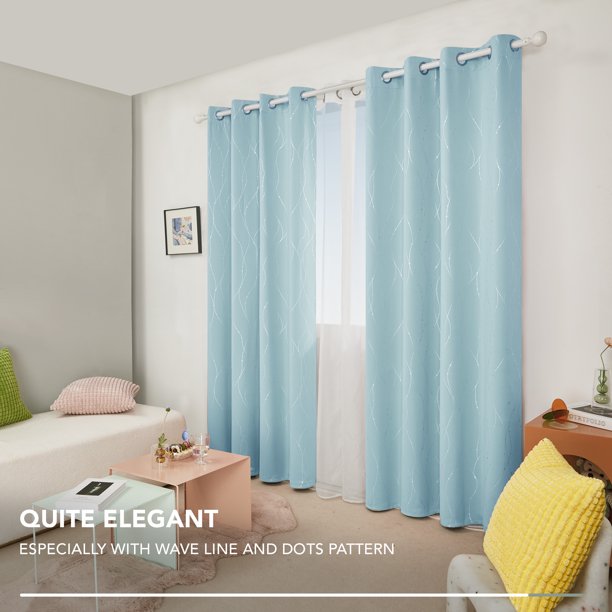 Curtain 2 Panels Size 52x95 Inches Color Light Blue
