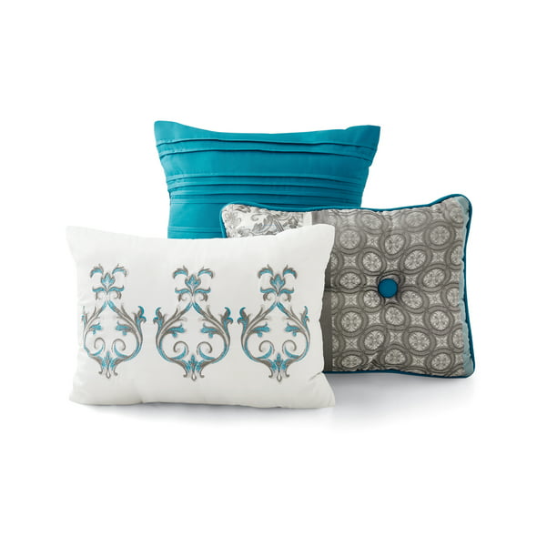 Comforter Set Shams 3 Dec Pillows and Bed Skirt King Size in Teal