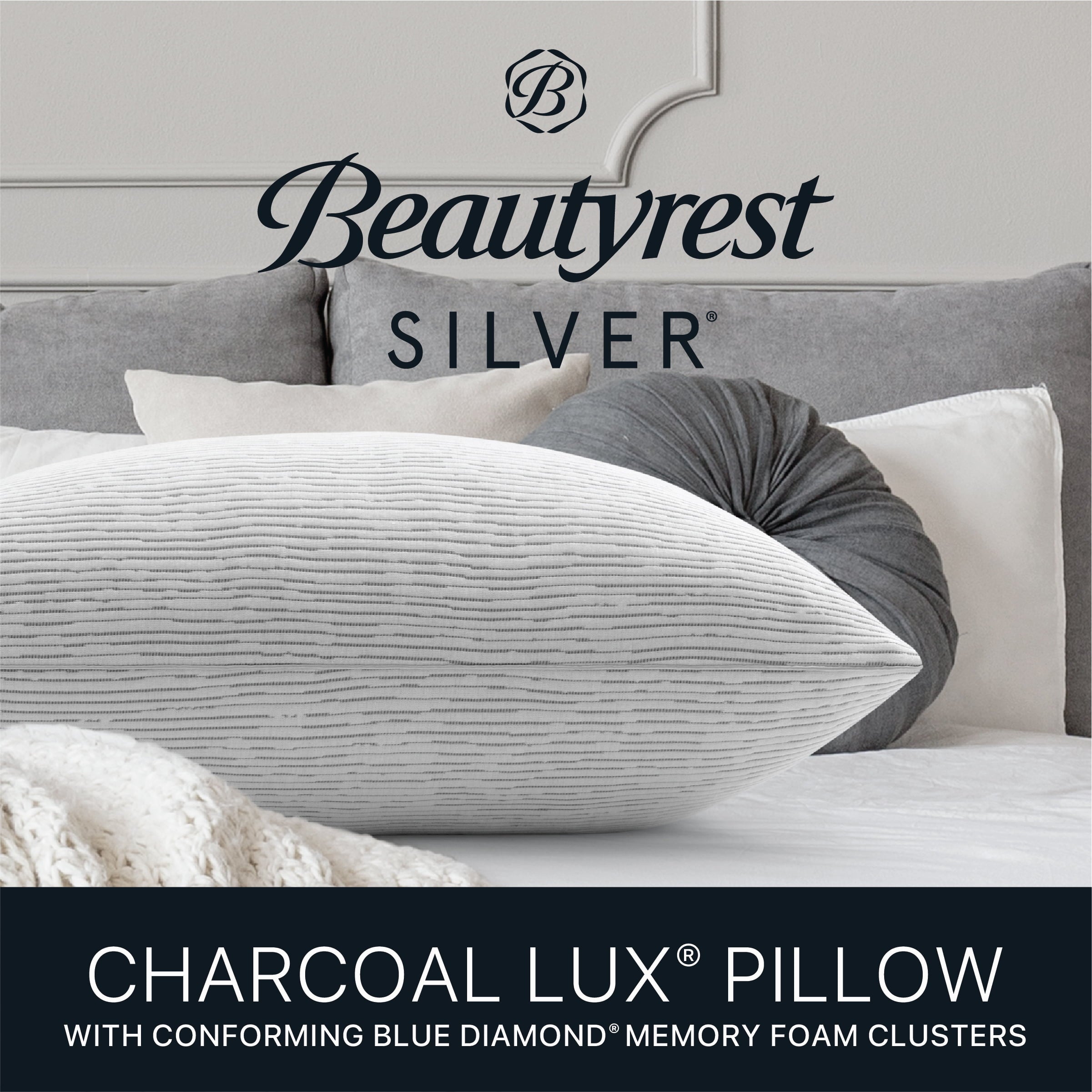 Beautyrest Pillow Standard Queen Size in Gray