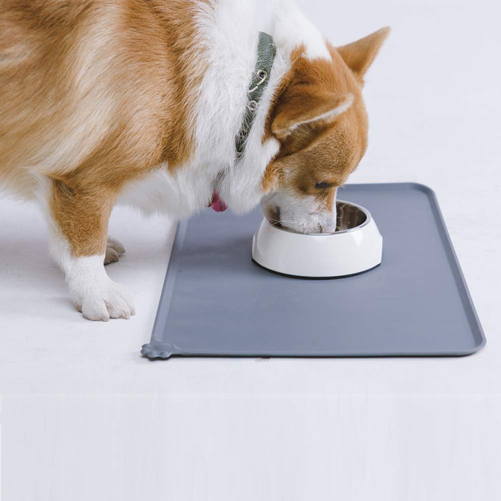 Non Slip Pet Food Bowl Placemat in Gray