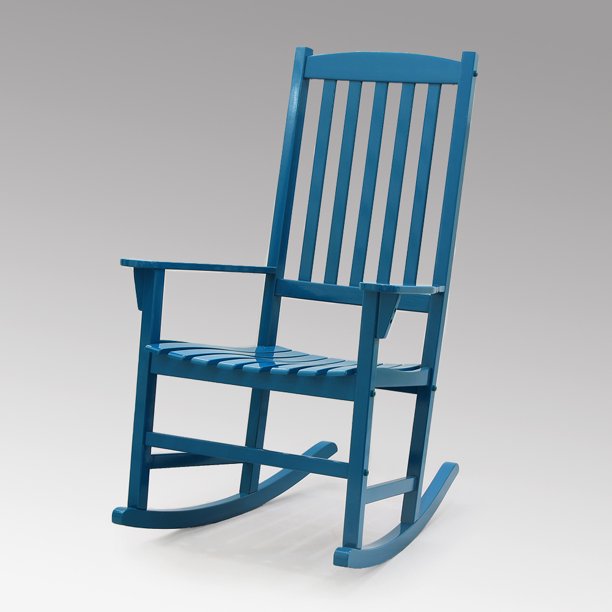 Rocking Chair Solid Wood Outdoor Porch In Steel Blue