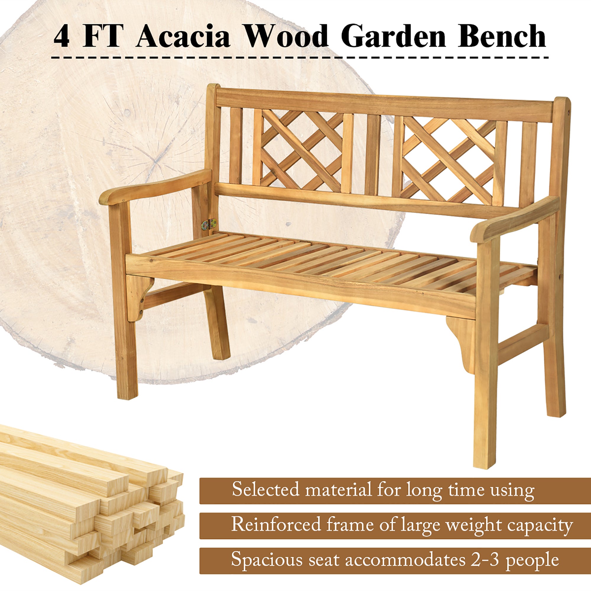 Bench Folding Loveseat Chair Park Garden Deck Furniture