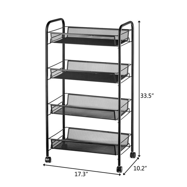 Shelving Rack Kitchen Wire Shelf 4 Tier in Black