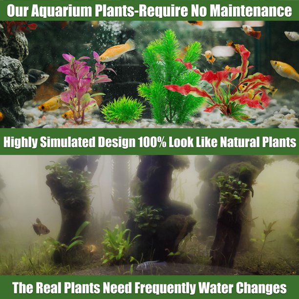 Artificial Fish Tank Accessories with Aquarium Plants 8 Pieces