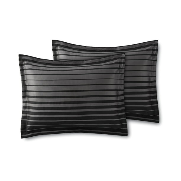Comforter Set Black Striped 7 Piece Full or Queen Size