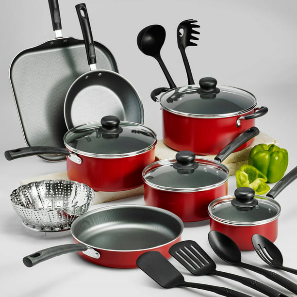 Non Stick Cookware Set 18 Pieces Red