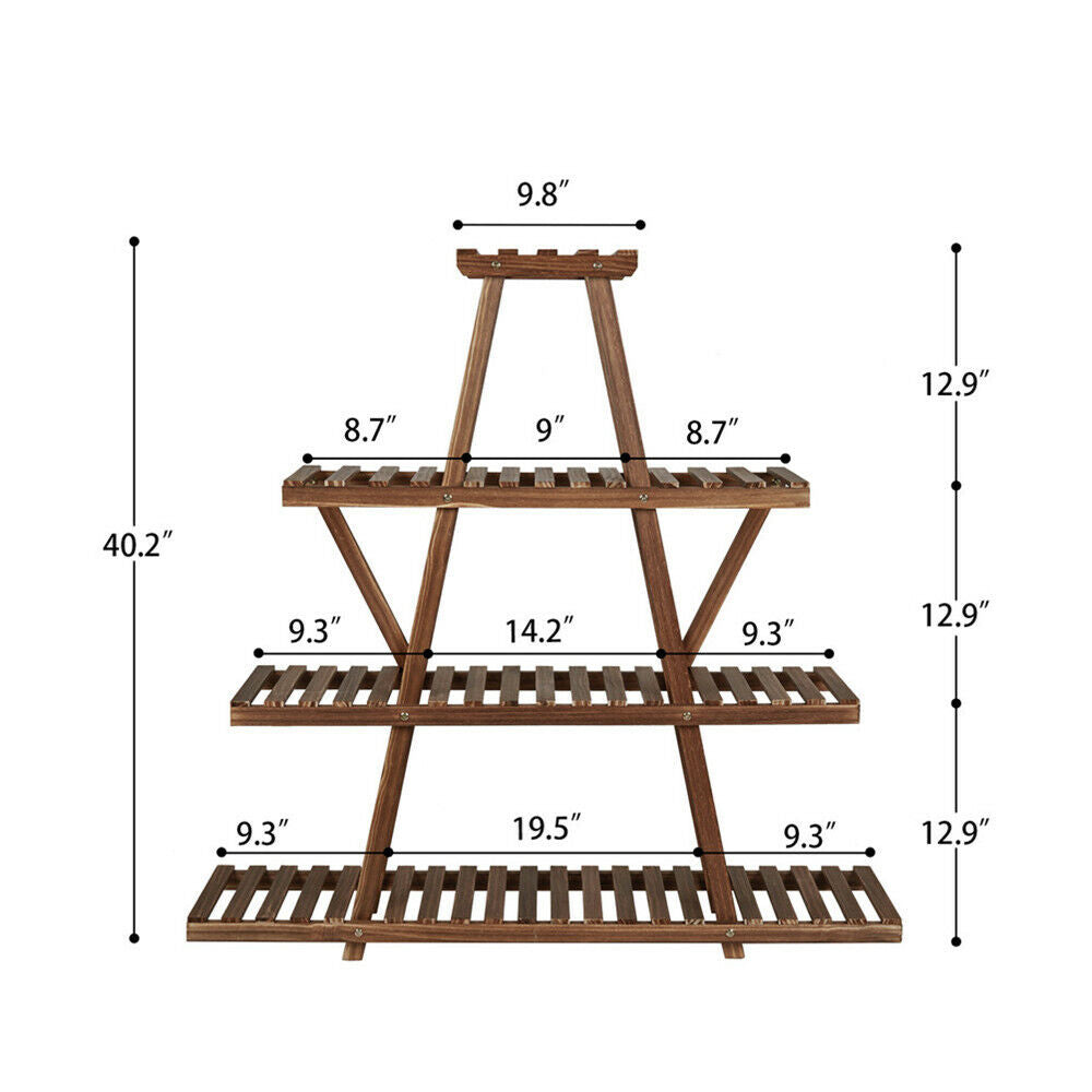 Plant Stand Flower Rack 4 Tiers in Light Brown