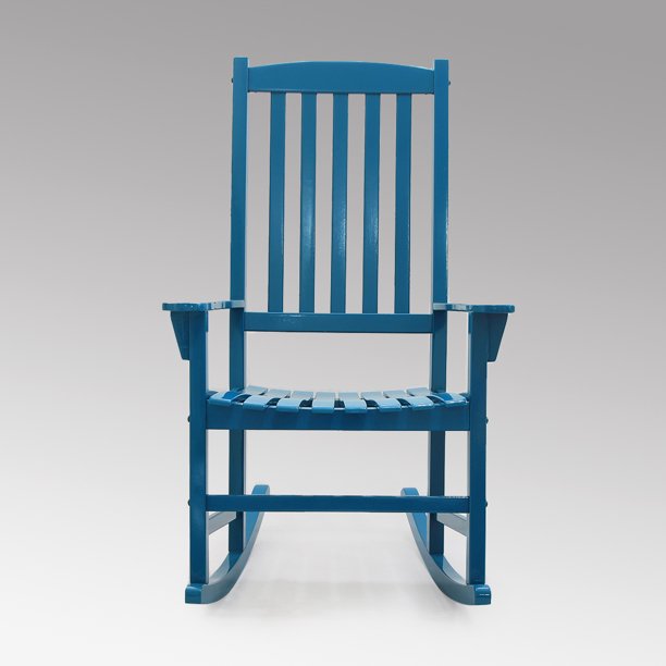 Rocking Chair Solid Wood Outdoor Porch In Steel Blue