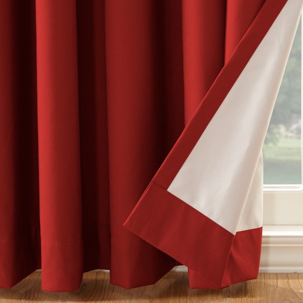 Red Thermal Lined Room Darkening Curtain Panel
