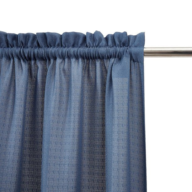 Curtain with Rod Pocket 4 Pieces Set 27.5x 63 Inches in Blue
