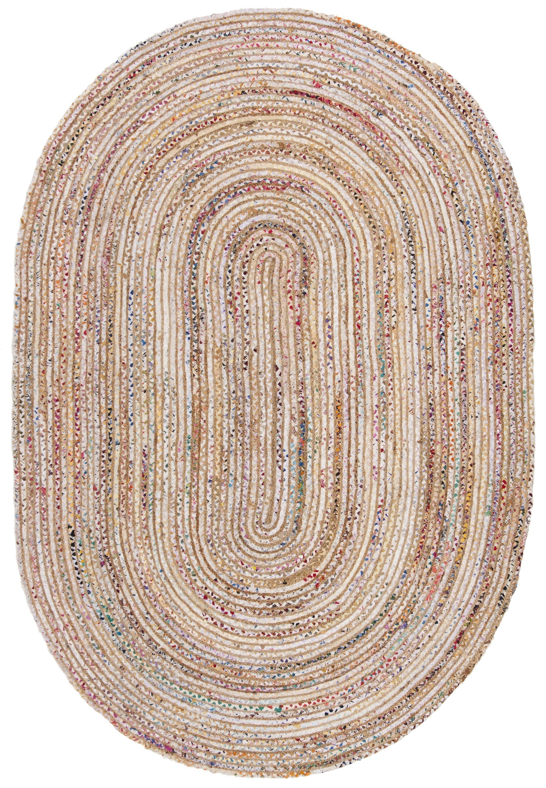 Area Rug Cape Cod Miah Braided Round 6ft x9ft Oval in Beige