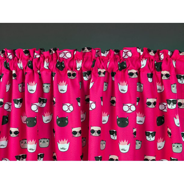 Rod Pocket Light Filtering Curtain Panel 40x84 Inch Cat Faces