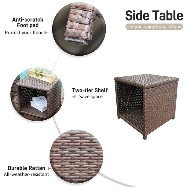 Patio Furniture Set Outdoor Wicker Conversation Set with Coffee Table Brown 3 Pieces