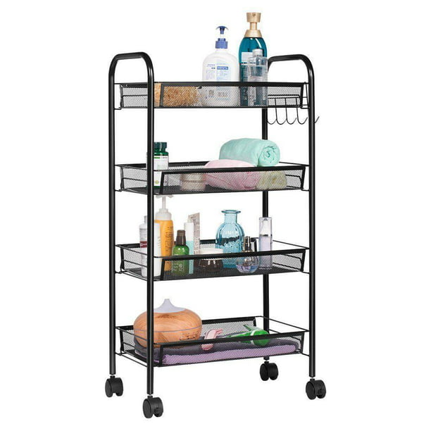 Shelving Rack Kitchen Wire Shelf 4 Tier in Black