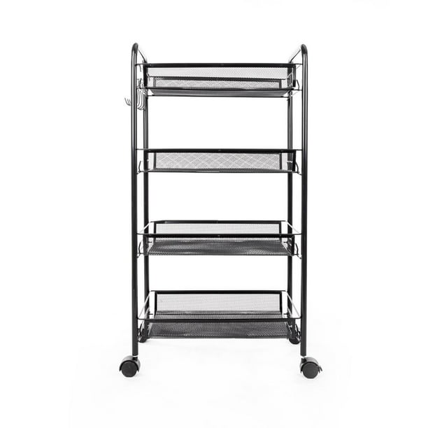 Shelving Rack Kitchen Wire Shelf 4 Tier in Black