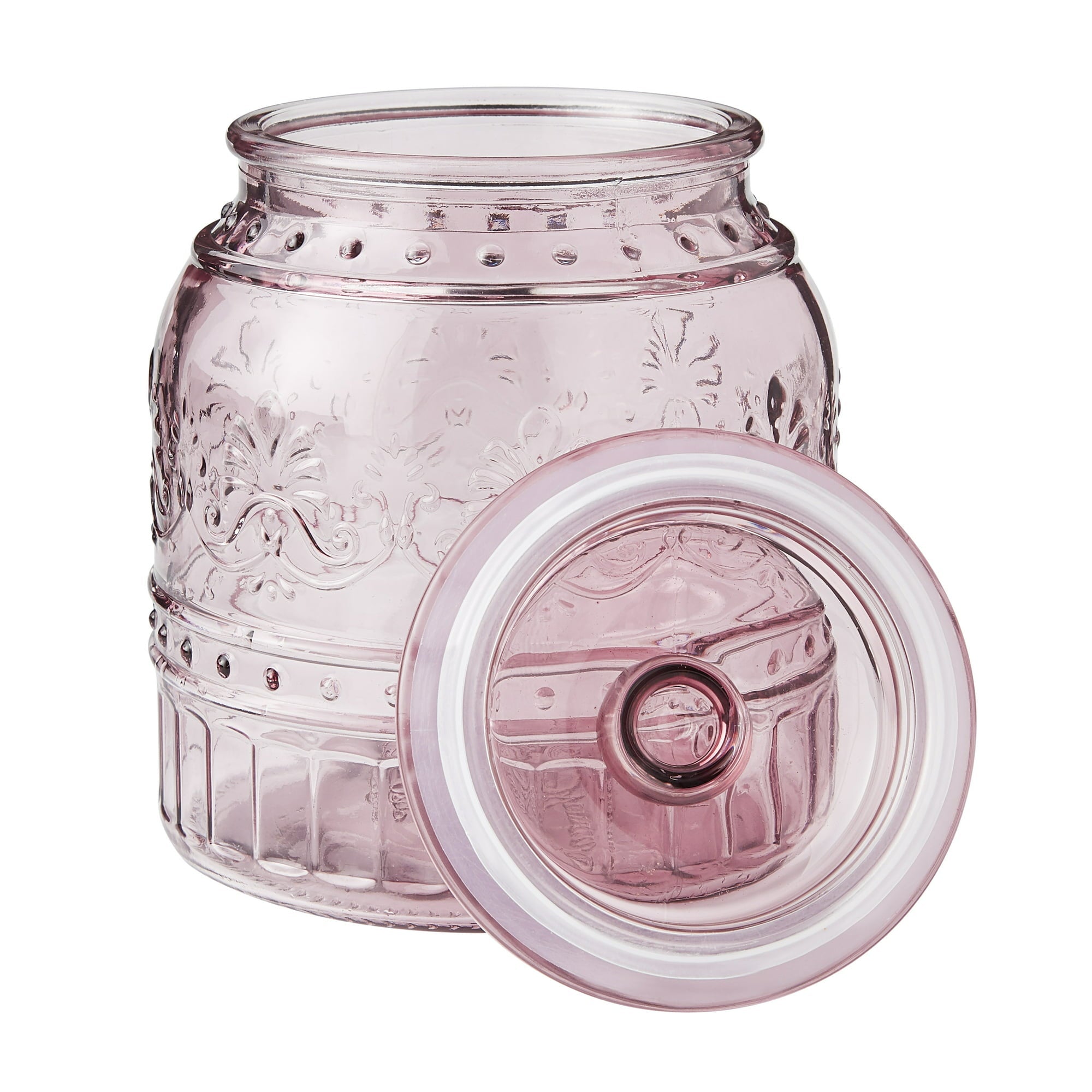 Cassie Glass Canister Rose 3 Pc Set