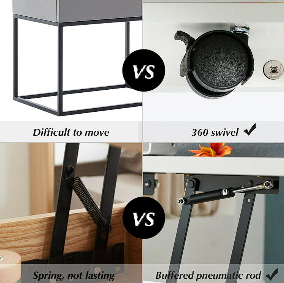 Bedroom Nightstand Side End Table with Drawers in Black