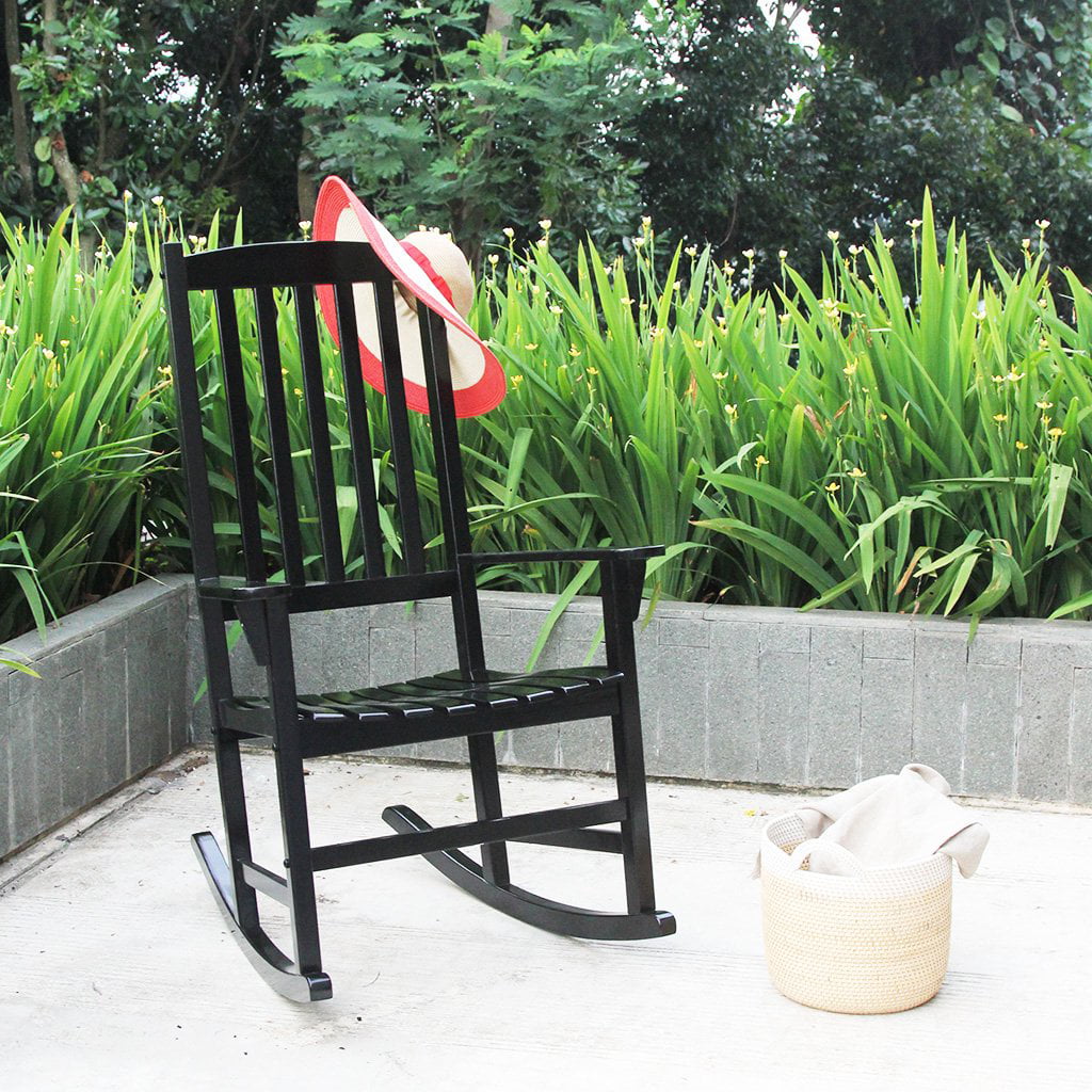 Rocking Chair Solid Wood Outdoor in Black