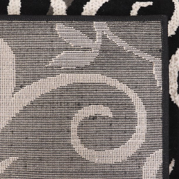 Black Medallion Flowers Loomed Runner Rug 1ft 11in x 9ft 8in