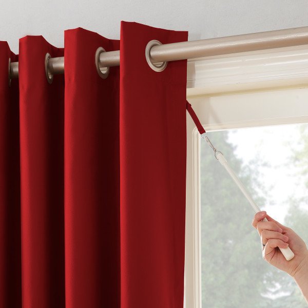 Red Thermal Lined Room Darkening Curtain Panel