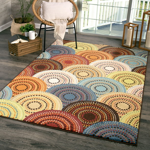 Bright Dotted Circles Area Rug 5ft x 7ft