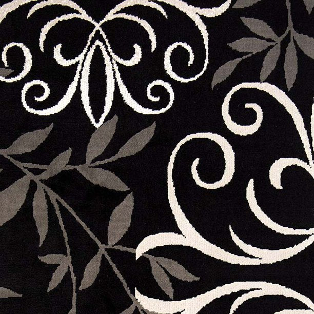Black Medallion Flowers Loomed Runner Rug 1ft 11in x 9ft 8in