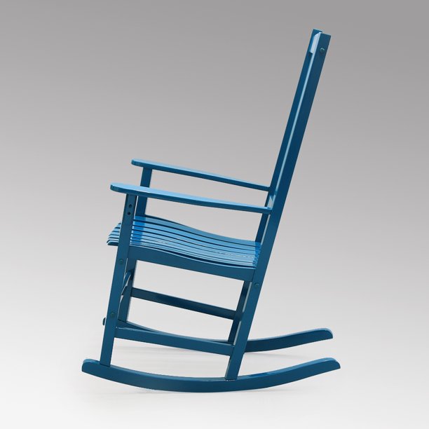 Rocking Chair Solid Wood Outdoor Porch In Steel Blue