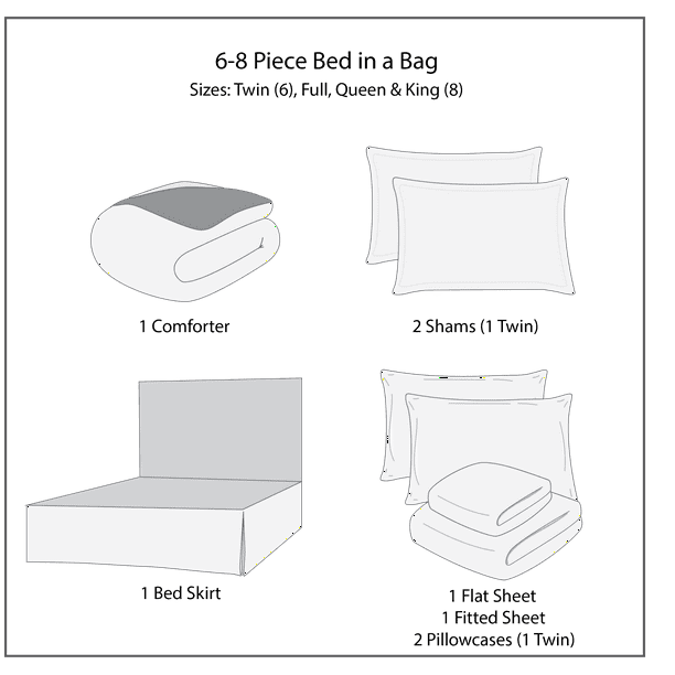 Bed in a Bag Blue Stripe 8 Pieces King Size