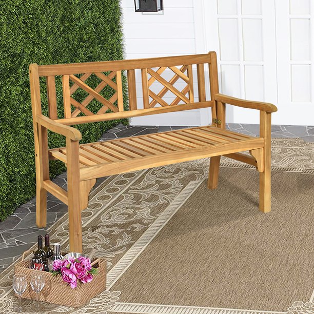 Bench Folding Loveseat Chair Park Garden Deck Furniture