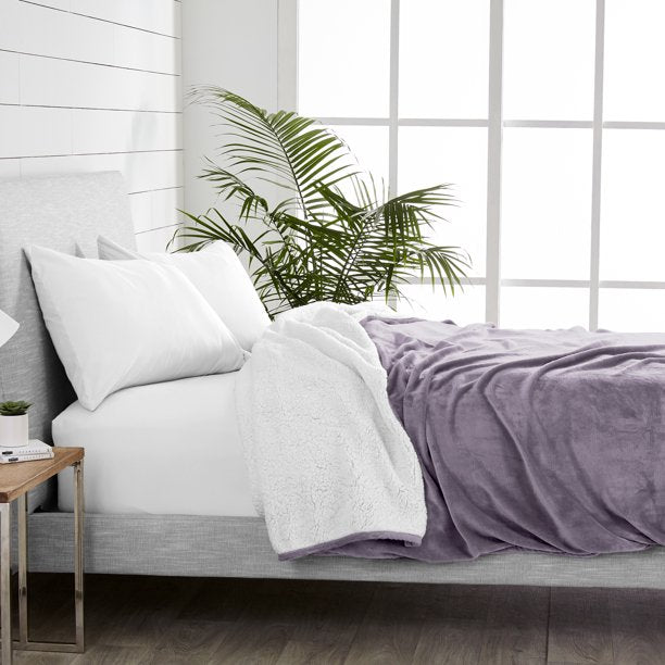 Blanket Sherpa Reversible in Dusty Purple Twin or Twin XL