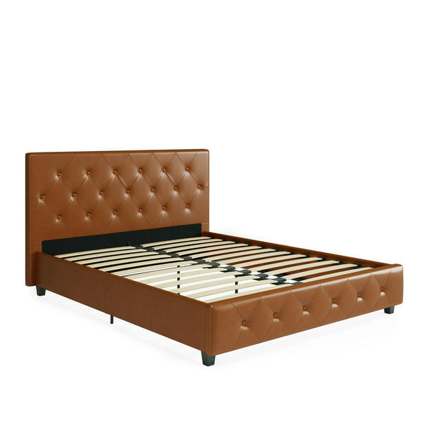 Dakota Upholstered Platform Bed Queen in Camel