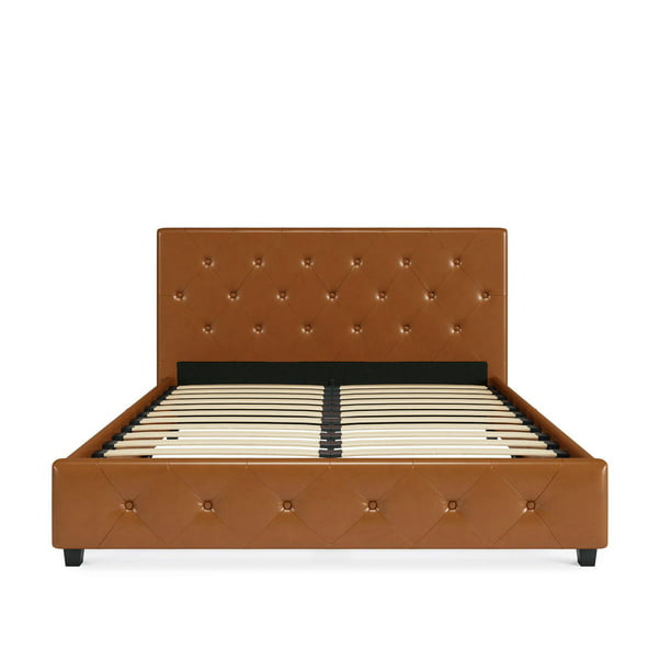 Dakota Upholstered Platform Bed Queen in Camel