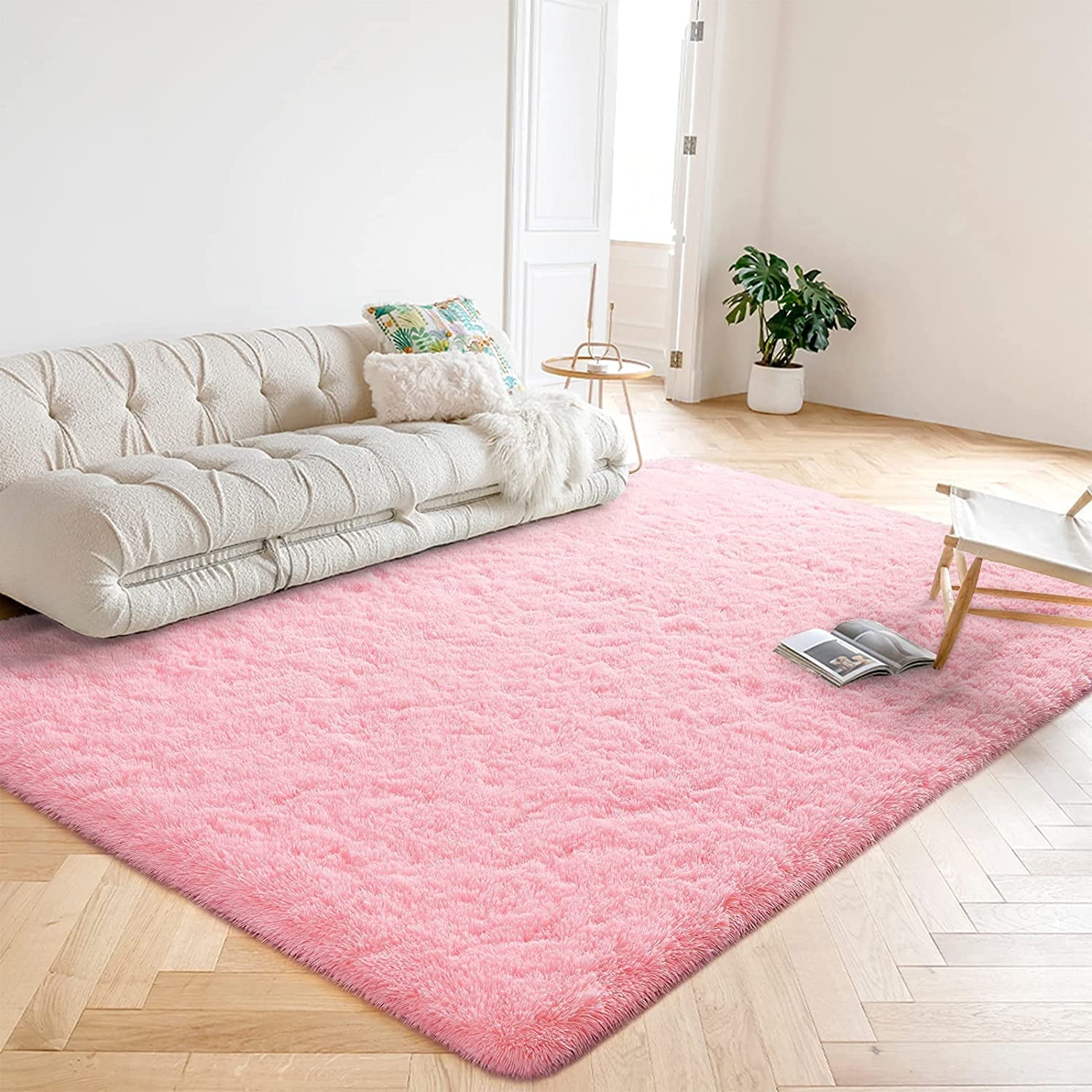 Soft Shag Rug for Bedroom Pink 6ft x 9ft